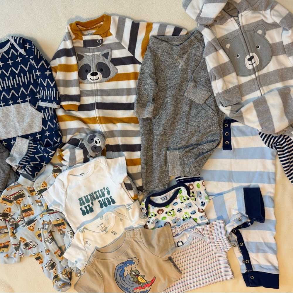 12 Count Baby Boy Rompers and Onesies 3-6m - Picture 9 of 12